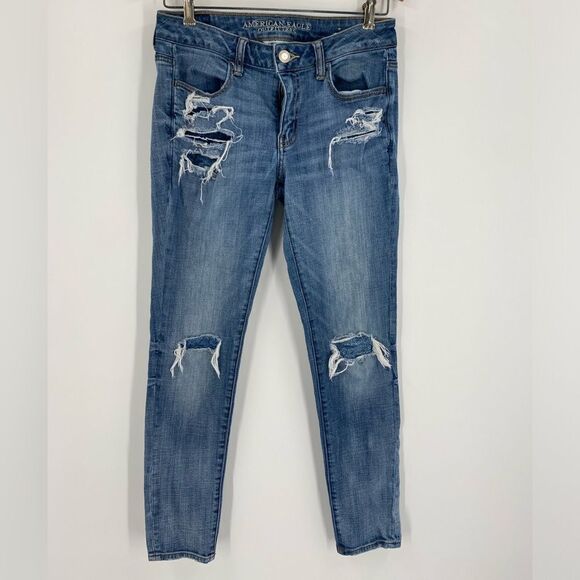 Americans Eagle Super Stretch Distressed Jegging Jeans size 8 - Picture 1 of 4